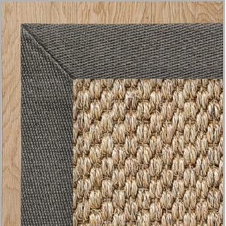 Fine Rustic Quartz Sisal  with Smokey Grey Linen Border 2.4(L) x 1.7(W)